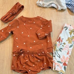Cat & Jack Rust Polka Dot Baby Girl Matching Set
